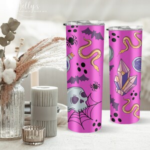 Halloween 20oz Skinny Tumbler Sublimation Waterslide Straight/Tapered Designs PNG Wrap - Full Wrap Tumbler