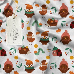 Woodland Animals ink Seamless repeating Pattern