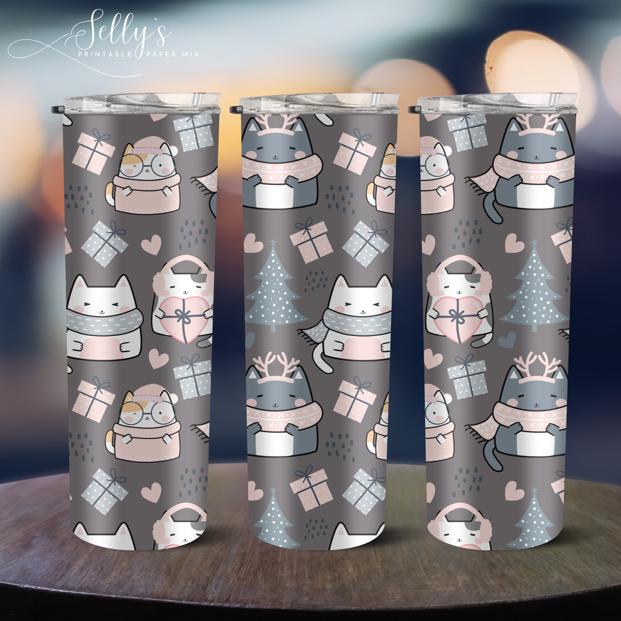 Cute Gift Cats Tumbler Wrap PNG 20oz Tumbler Wrap Digital Etsy