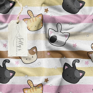 Cats Funny Pattern Digital Background for Commercial Use, Kitten Seamless, Digital Paper, Kawaii Pattern, Seamless Pattern, Kitty Seamless