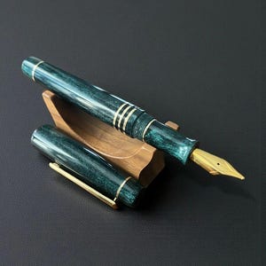 Viridian Green & Gold - Custom - Handmade Fountain Pen zdjęcie 1