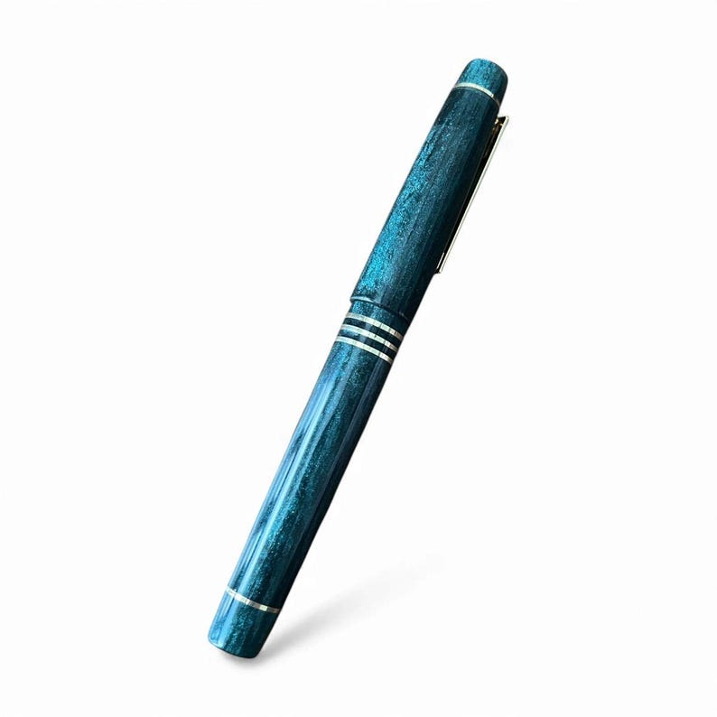 Viridian Green & Gold - Custom - Handmade Fountain Pen zdjęcie 6