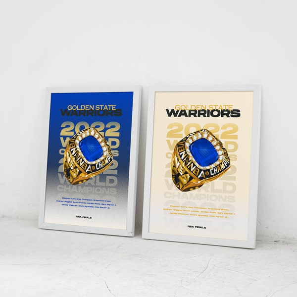 Golden State Warriors 2022 Champions Print | Vintage Retro Minimalistic Geometric Ring Wall Art | Quality Glossy Poster Paper A4 A3