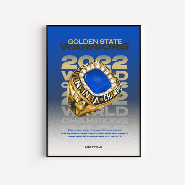 Golden State Warriors 2022 Champions Print | Vintage Retro Minimalistic Geometric Ring Wall Art | Quality Glossy Poster Paper A4 A3