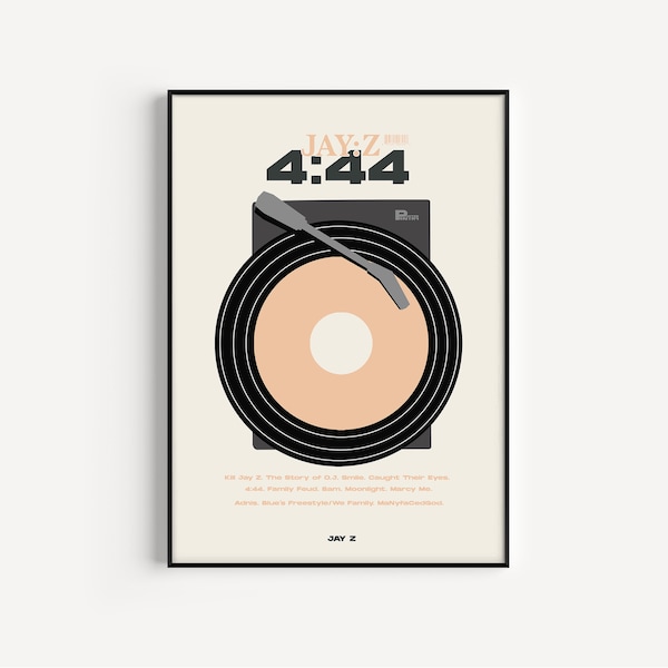 444 Jay Z Vinyl Album Poster Print | Vintage Retro Minimalistic Printable Wall Art | Quality Digital Download Only 5 Sizes