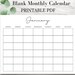 Blank Monthly Calendar Printable Landscape, Minimalist Calendar ...