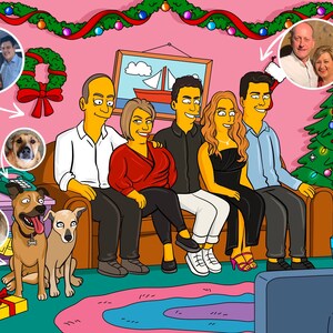 Custom Simpsons Family Portrait, Personalized Christmas Gift, Digital Yellow Characters Theme - Unique Couple Portrait for Him/Her