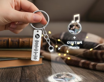 Custom Song Code Keychain: Personalized Photo Music Gift