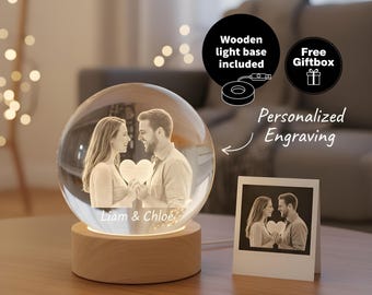 Personalized 2D Photo Crystal Ball Night Light: Engraved LED Lamp