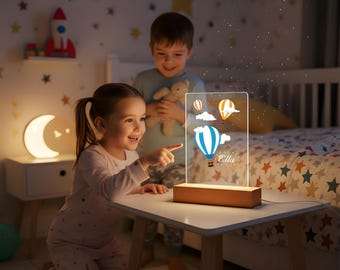 Personalized Hot Air Balloon Night Light: Custom Baby Room Decor