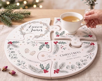Personalised Christmas Coasters, Handmade Coaster Set, Festive Table Decor, Holiday Coasters, Christmas Gift, Xmas Home Decor