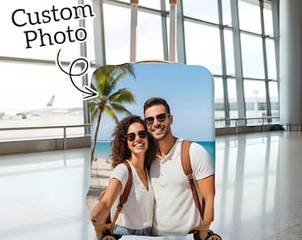 Personalized Photo Luggage Cover: Custom Polyester Suitcase Protector