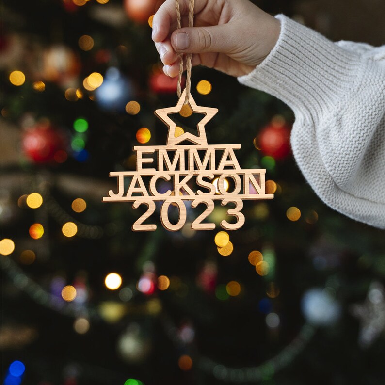 Personalized Christmas Tree Shape Hanging Decorations Custom Name