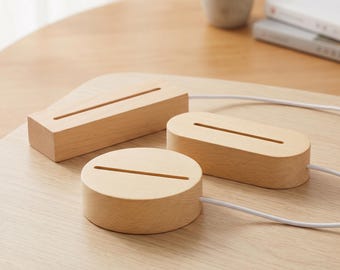 Wooden LED Light Base for Acrylic Signs, USB Powered Night Light Stand