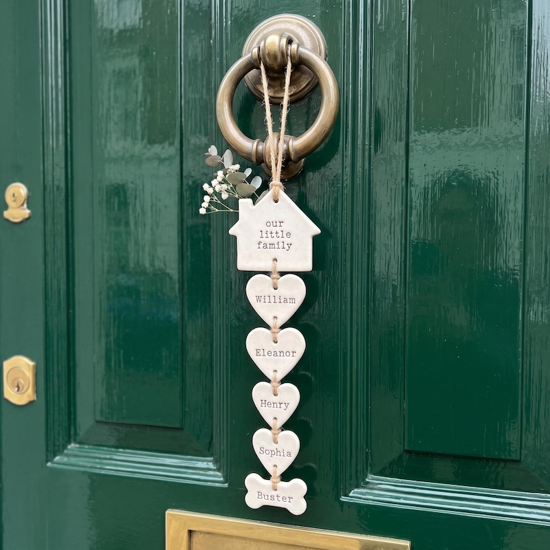 Personalised family name clay wall hanging