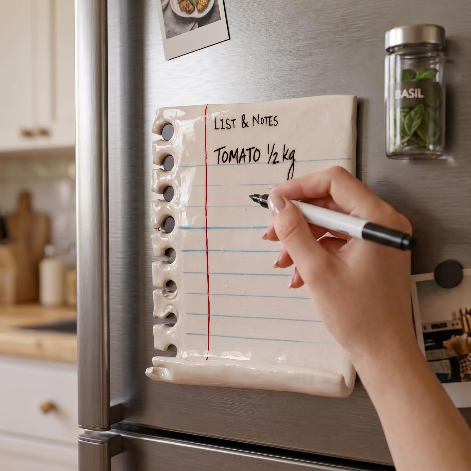 Handmade Ceramic Fridge Magnet, Do List Tile, Clay Magnetic Note Board, Handmade Notebook Paper Design, Fridge List Magnet, gift for her