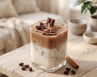Latte Candle with Ice Cubes, Handmade Soy Candle, Christmas Gift, Latte Candle, Coffee Candle