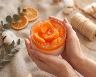 Mandarin Candle, Fruit Candle, Citrus Candle, Realistic Food Candle, Kitchen Decor Gift