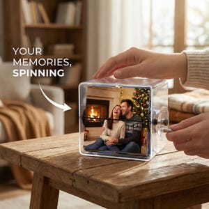 Op maat gemaakte flipbook-fotolijst met zwengel en verlichting