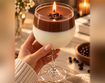 Coffee Candle, Unscented Velvet Mocha Dessert Candle, Coffee Lover Gift, Coffee Bar Decor, Decorative Glass Candle