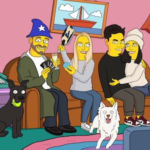 Personalized Simpsons Family Portrait - Custom Simpsons Gift for Him & Her, Unique Christmas Photo, Digital Yellow Characters Art
