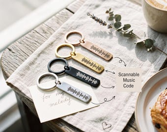 Personalised Music Code Keychain Stainless Steel Song Gift