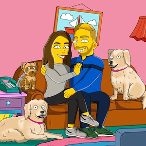 Custom Simpson Family Portrait, Custom Simpson Couple Portrait,Custom Simpsons Couch,Simpson Gift For Him,Simpson Gift For Her,Simpson Art