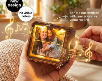 Personalized Wooden Photo Flipbook Frame with Light - Anniversary Gift