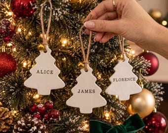 Personalized Christmas Tree Ornament, Custom Name Ornament, Family Christmas Ornament, Handmade Clay Christmas Decoration, Personalised Gift