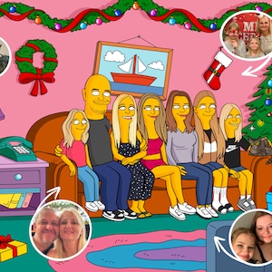 Portrait personnalisé des Simpsons, cadeau Saint Valentin, cadeau pour mari, photo de famille de dessin animé, cadeau Saint Valentin, portrait numérique de couple