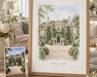 Wedding Venue Painting from Photo, Custom Anniversary Gift