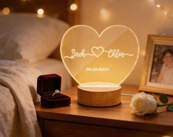 Personalised Acrylic Photo Night Light With Names and Date
