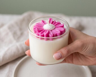 Daisy Flower Candle,Christmas Gift, Floral Scented Gift, Spring Home Decor, Floral Candle, Daisy Soy Wax Candle