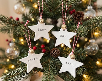 Personalised Clay Ornament, Custom Name Christmas Ornament, Family Ornament, Handmade Christmas Decoration, Personalised Gift