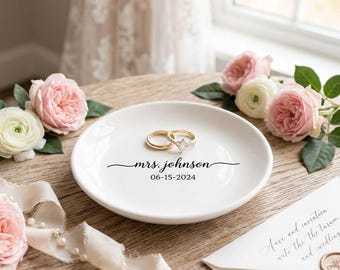 Custom Engagement Ring Dish With Names and Date