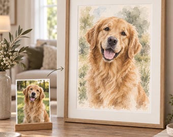 Custom Pet Portrait from Photo, Watercolour Dog or Cat Painting