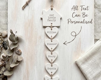Personalised Family Name Clay Decoration, Personalized Gift, Housewarming gift, Handmade Keepsake Gift, Gift for New Home, Family Wall Decor