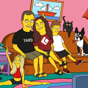 Simpson Family Portrait, Custom Simpsons Portrait - Perfect Christmas Gift for Him & Her, Family Photo Art, Yellow Characters Theme