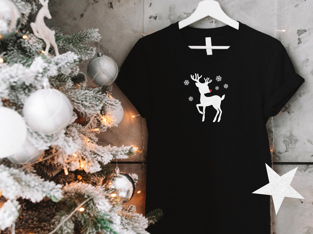 Glitter Rudolf Reindeer Christmas T Shirt Sparkly Red Gold - Etsy UK
