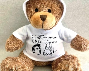 Personalised Elvis Presley Teddy Bear, I Just Wanna Be Your Teddy Bear and Custom Name Hoodie, King Rock Roll Gifts, Elvis Novelty Gift Bear