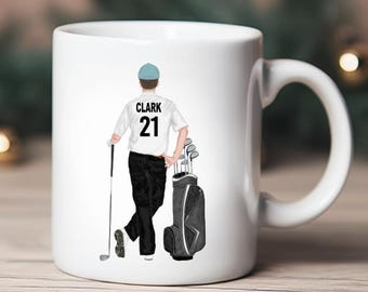 Personalised Any Age Golf Mug / Coaster 18th 21st 30 40 50 60 70 Milestone Birthday Golf, Keepsake Golfer Ceramic Mug, Golf Gifts For Him