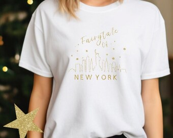Glitter Fairytale of New York Skyline Christmas T Shirt
