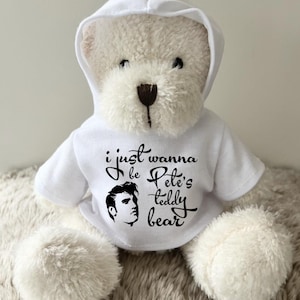 Personalised Elvis Presley Name Teddy Bear, Just Wanna Be Your Teddy Bear and Hoodie, Elvis Fan Cuddly Bear, Elvis Song Lyrics Keepsake