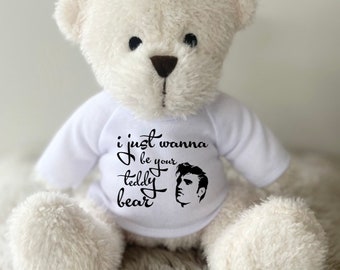 Elvis Presley Teddy Bear, T Shirt Song Lyrics Bear, Plush Any Age Soft Toy, Rock N Roll King Merchandise, Unique Music Gifts For Him Her