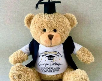 Personalised Graduation Bear, Graduate Keepsake Teddy Bear, Soft Plush Brown Golden Graduation Bear, Graduation Outfit Bear, Class of 2026