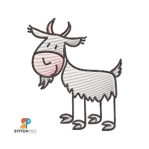 Goat sketch machine embroidery design, instant download