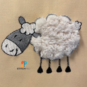 Cute sheep applique machine embroidery design, instant download