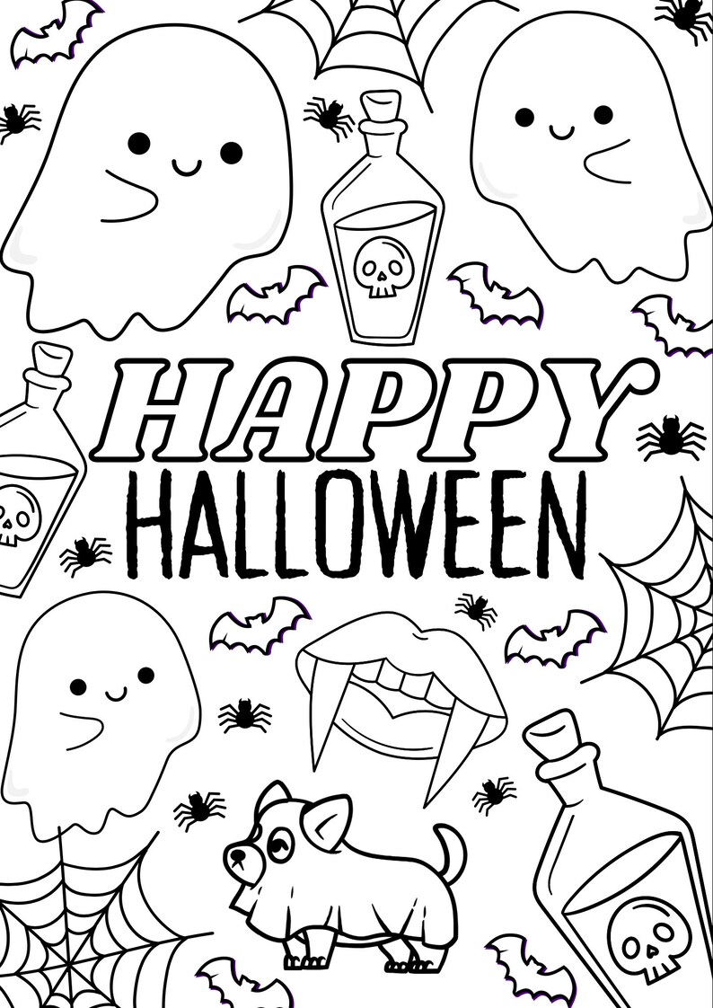 Halloween Colouring Pages Printable Etsy