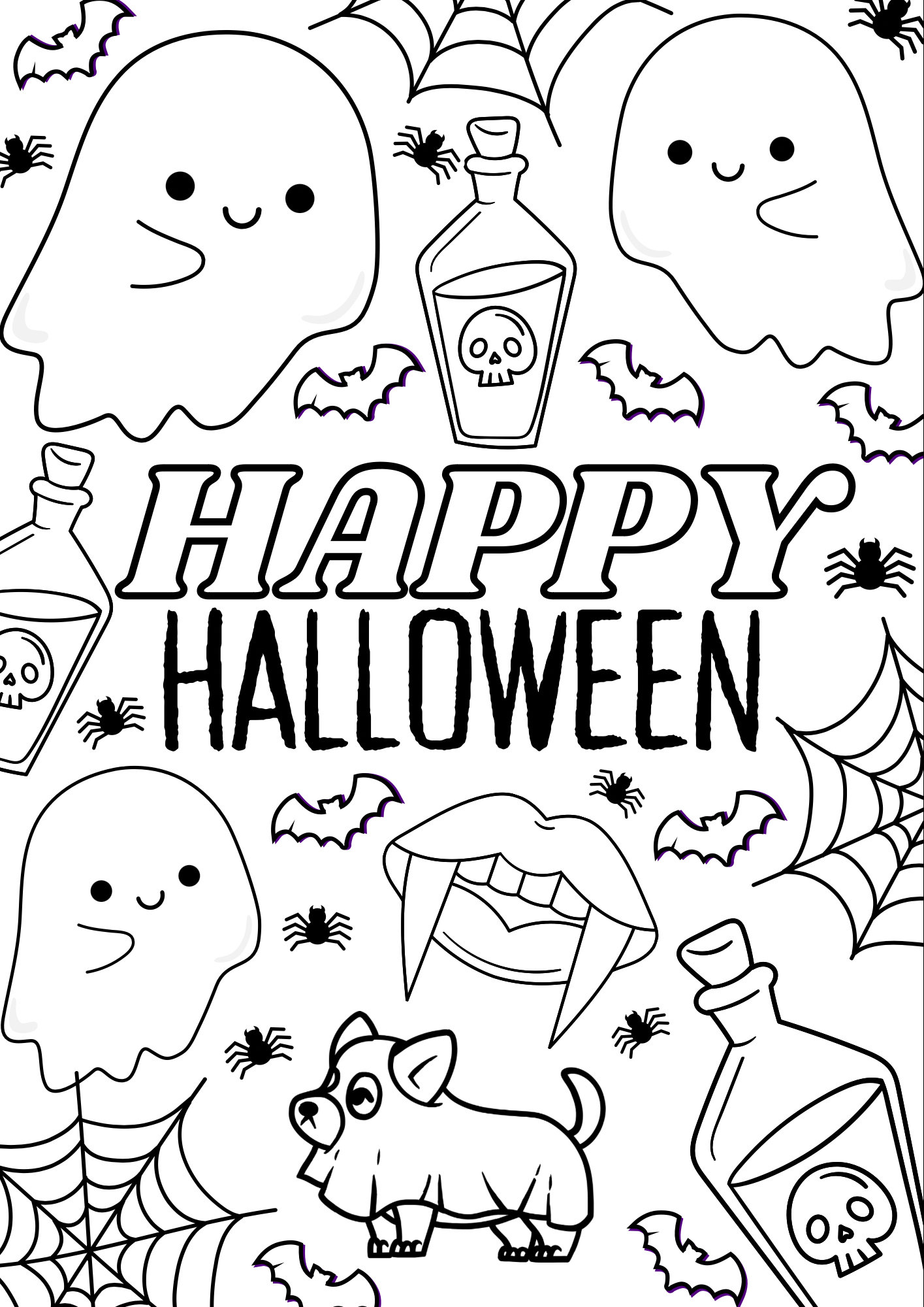 Halloween Colouring Pages Printable - Etsy