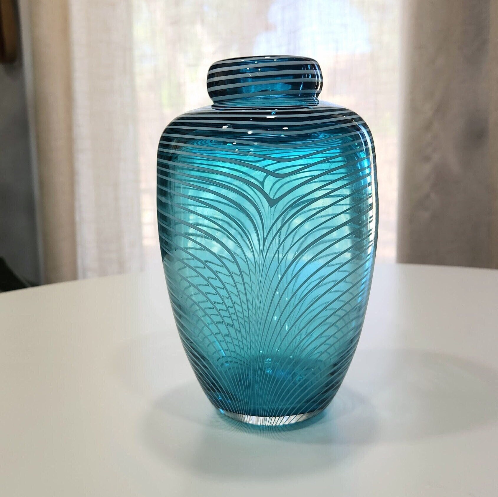 Peacock Feather Vase – Original art hand painted on glass – I See  Collections